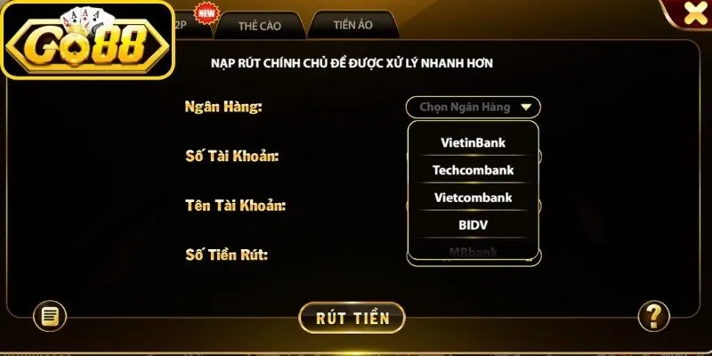 Hướng Dẫn Nạp Rút Tiền Tự Động Đa Kênh Dưới 5 Phút 1 go88 Thao tác hướng dẫn nạp rút tiền Go88